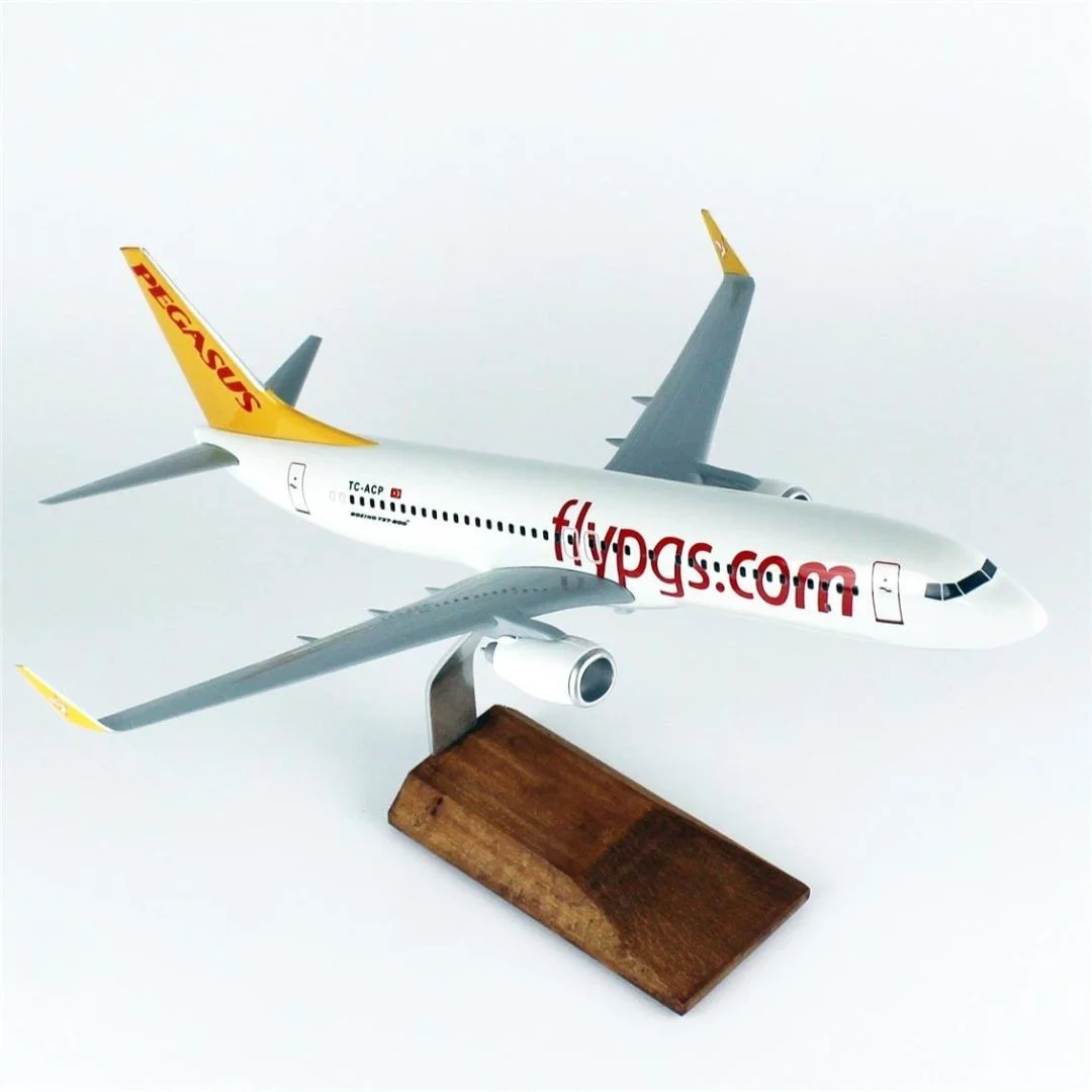 1/100 Ölçek, Pegasus B737-800 Yolcu Uçağı, Sergilemeye Hazır Ahşap Standlı Model