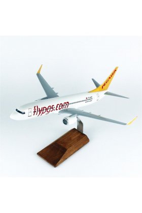 1/100 Ölçek, Pegasus B737-800 Yolcu Uçağı, Sergilemeye Hazır Ahşap Standlı Model