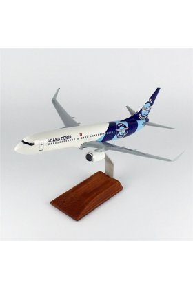 1/100 Ölçek THY Adana Demir Spor Logolu B737-800 Yolcu Uçağı, Sergilemeye Hazır Ahşap Standlı Model