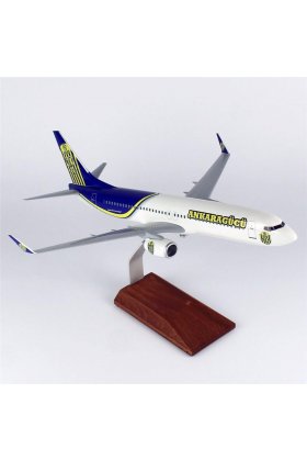 1/100 Ölçek, THY Ankara Gücü Logolu B737-800 Yolcu Uçağı, Sergilemeye Hazır Ahşap Standlı Model