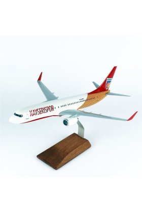 1/100 Ölçek, THY Kayseri Spor Logolu B737-800 Yolcu Uçağı, Sergilemeye Hazır Ahşap Standlı Model