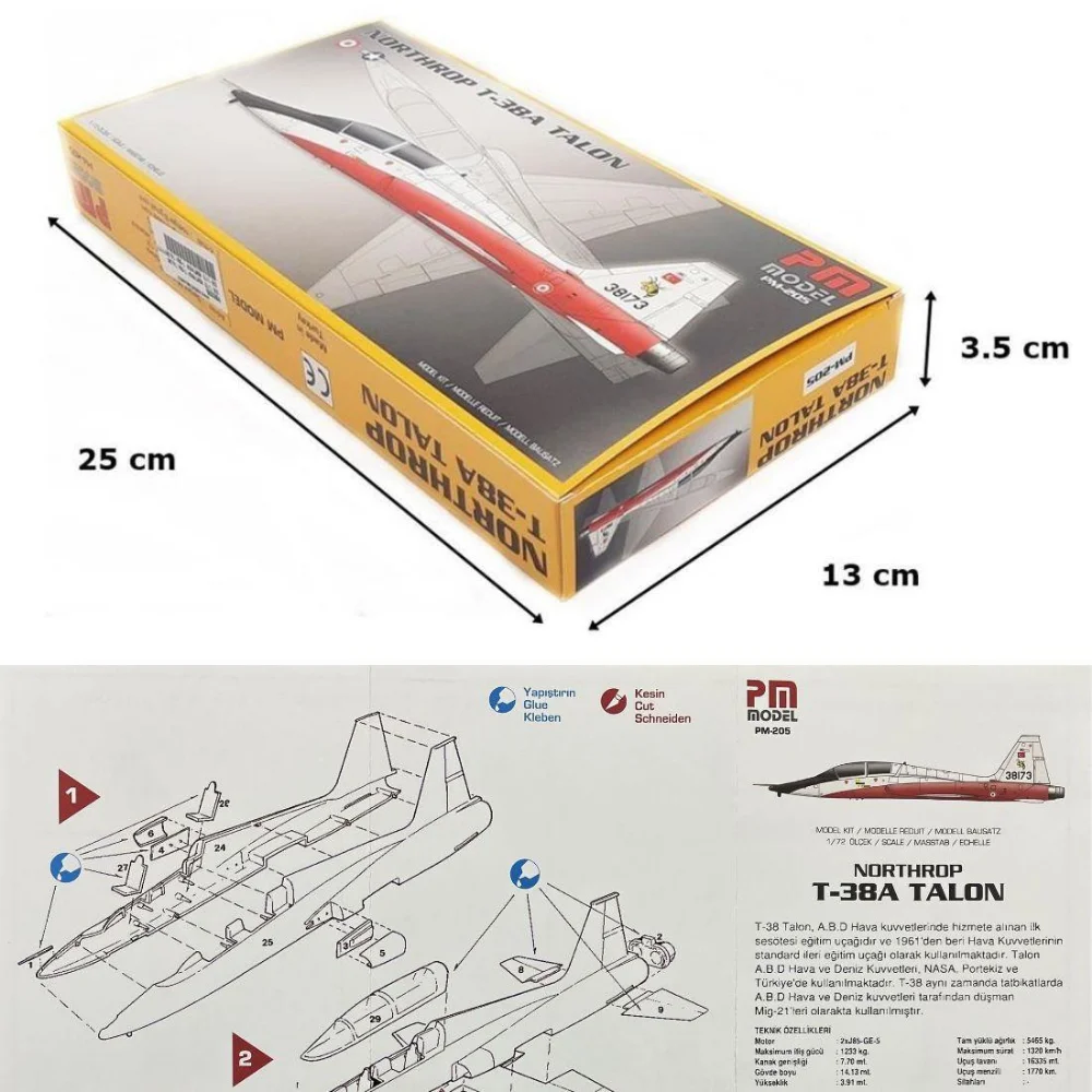 PM Model 205 1/72 Northrop T-38A Talon Eğitim Uçağı Demonte Plastik Maketi