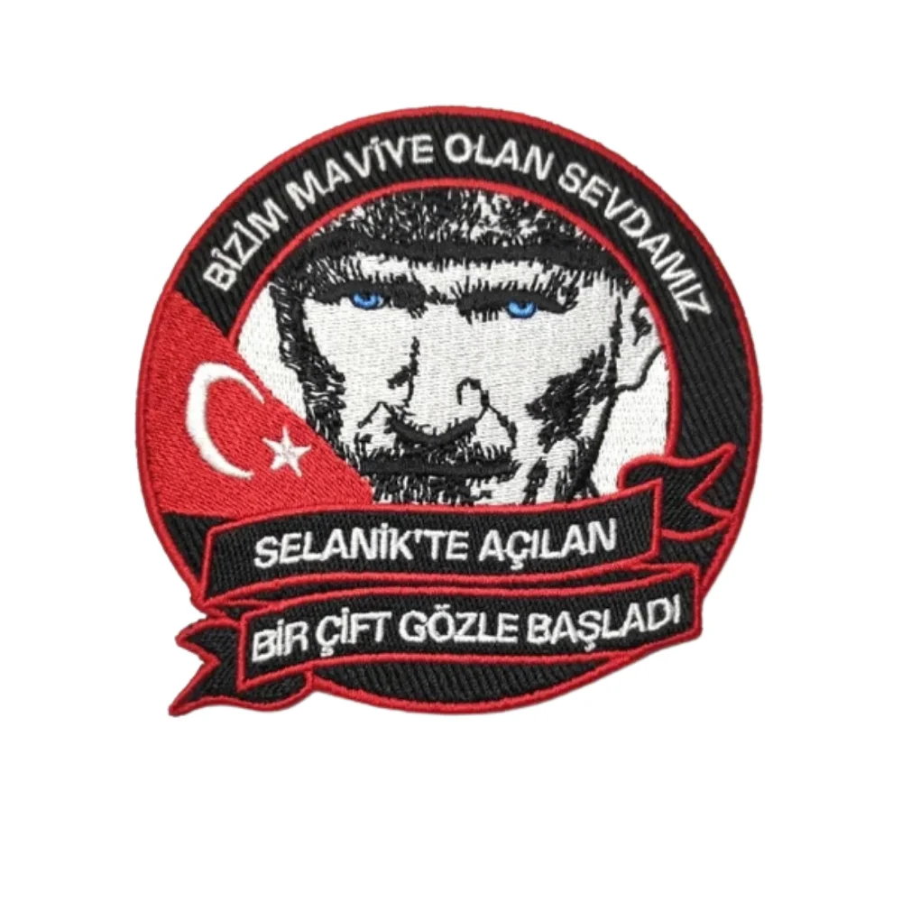 Atatürk - Bizim Maviye Olan Sevdamız Nakışlı Arma, Patch, Peç Model