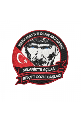 Atatürk - Bizim Maviye Olan Sevdamız Nakışlı Arma, Patch, Peç Model