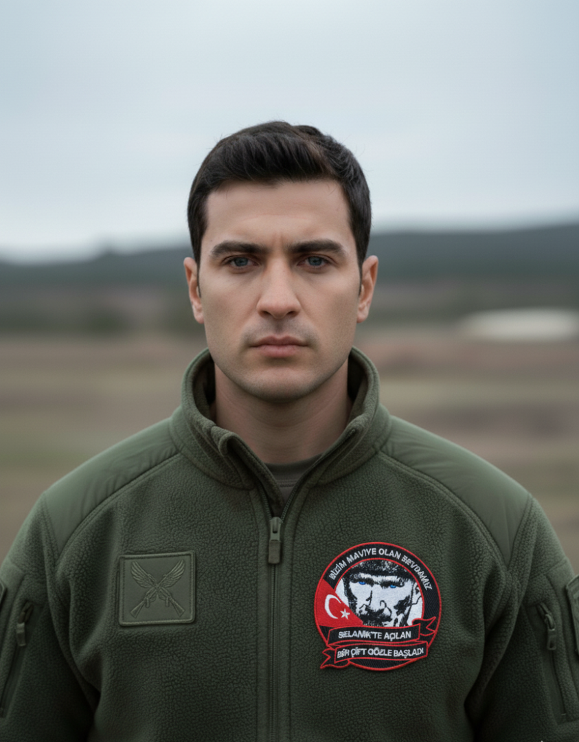 Atatürk - Bizim Maviye Olan Sevdamız Nakışlı Arma, Patch, Peç Model