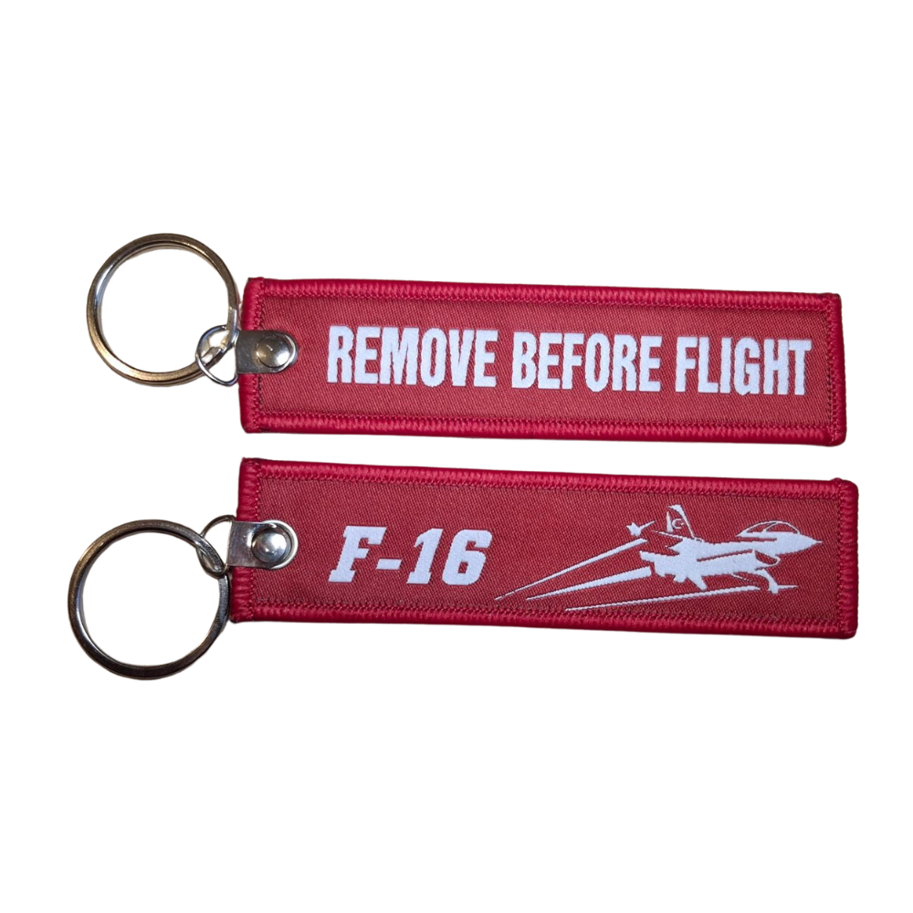 F-16 Tasarımlı 'Remove Before Flight' Kırmızı Bez Anahtarlık 