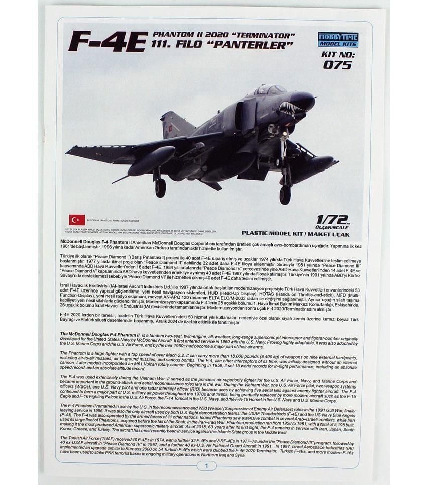 1/72 Ölçek, F-4E Phantom II, Terminatör, 111.Filo Panterler, Plastik Model Kiti
