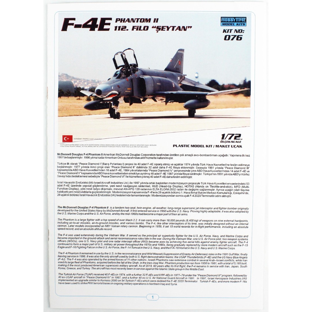 1/72 Ölçek, F-4E Phantom II, 112.Filo Şeytan, Plastik Model Kiti