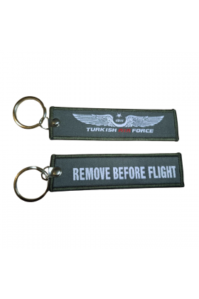 Turkish Air Force 'Remove Before Flight' Kahverengi Bez Anahtarlık 