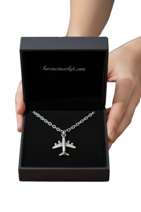 Uçak Figürlü Kolye – 55 cm Çelik Alaşım – Şık Takı