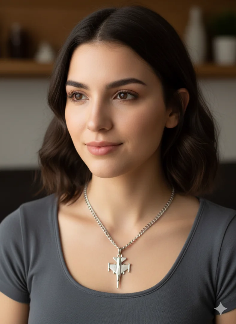 F-16 Jet Savaş Uçağı Zincirli Unisex Kolye