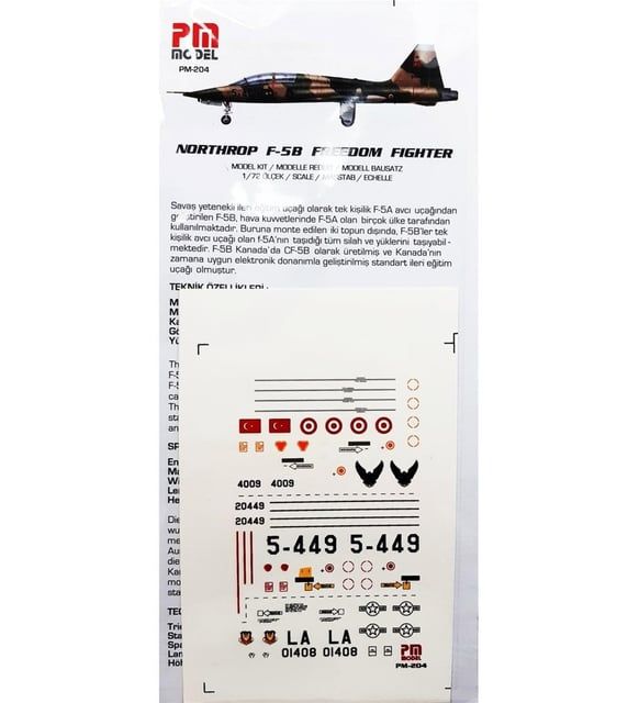 F-5B Freedom Fighter Maketi 1/72 – Yeşil-Kahverengi Çöl Kamuflajı / Türk Hava Kuvvetleri PM model 204