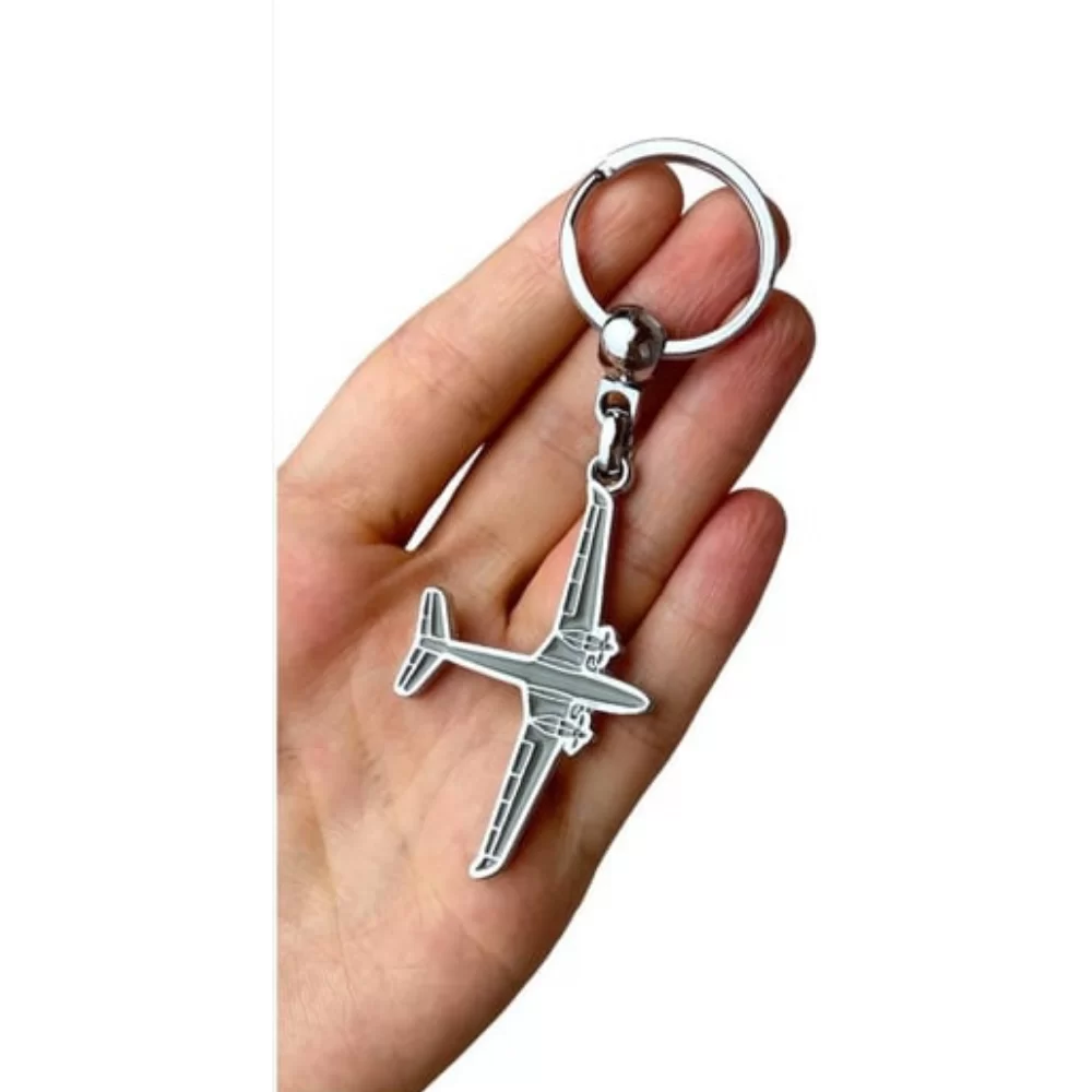 Çift Pervaneli Uçak Metal Anahtarlık