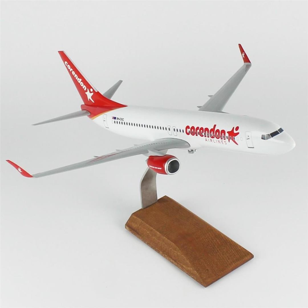 1/100 Ölçek, Corendon Airlines B737-800 Yolcu Uçağı, Sergilemeye Hazır Ahşap Standlı Model