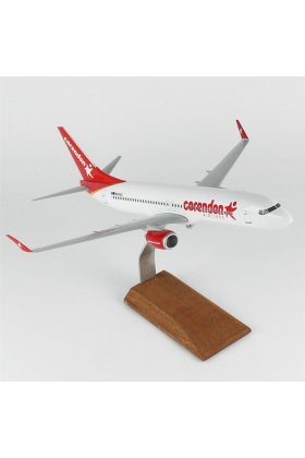 1/100 Ölçek, Corendon Airlines B737-800 Yolcu Uçağı, Sergilemeye Hazır Ahşap Standlı Model