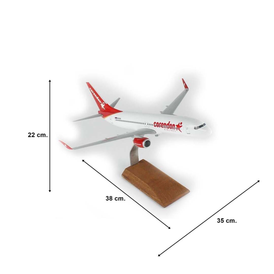 1/100 Ölçek, Corendon Airlines B737-800 Yolcu Uçağı, Sergilemeye Hazır Ahşap Standlı Model