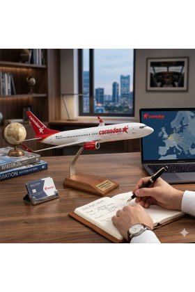 1/100 Ölçek, Corendon Airlines B737-800 Yolcu Uçağı, Sergilemeye Hazır Ahşap Standlı Model