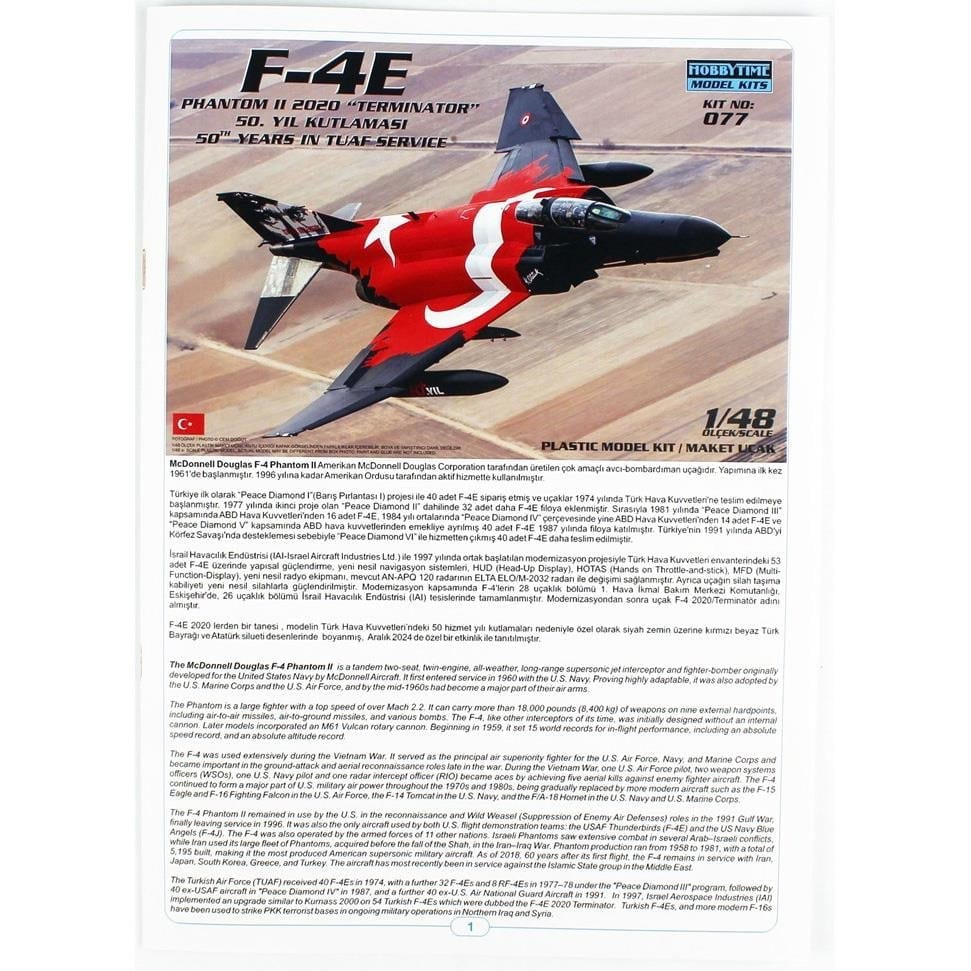 1/48 Ölçek, F-4E Phantom II, Terminatör, 50.Yıl Kutlaması, Plastik Model Kiti