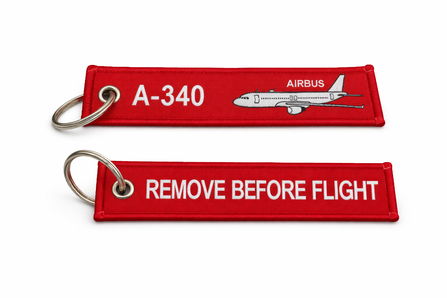 Airbus A340 Tasarımlı Kırmızı 'Remove Before Flight' Bez Anahtarlık 