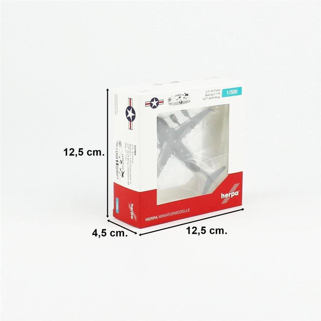 Herpa 537964 1/500 Ölçek, Amerikan Hava Kuvvetleri Boeing C-17A Globemaster III, 437.Hava İkmal Kanadı, Metal, Sergilemeye Hazır